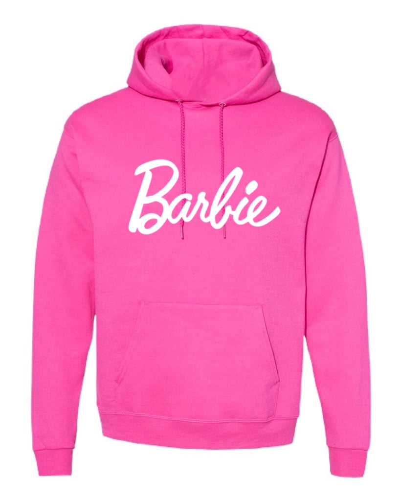 NWT Barbie Pink Wash Sweatshirt Cozy Sweater Pullover Glitter Logo - Size XL
