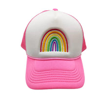 Load image into Gallery viewer, HOT PINK RAINBOW TRUCKER HAT

