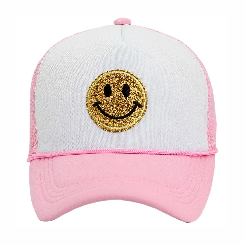 BABY PINK SMILEY TRUCKER HAT