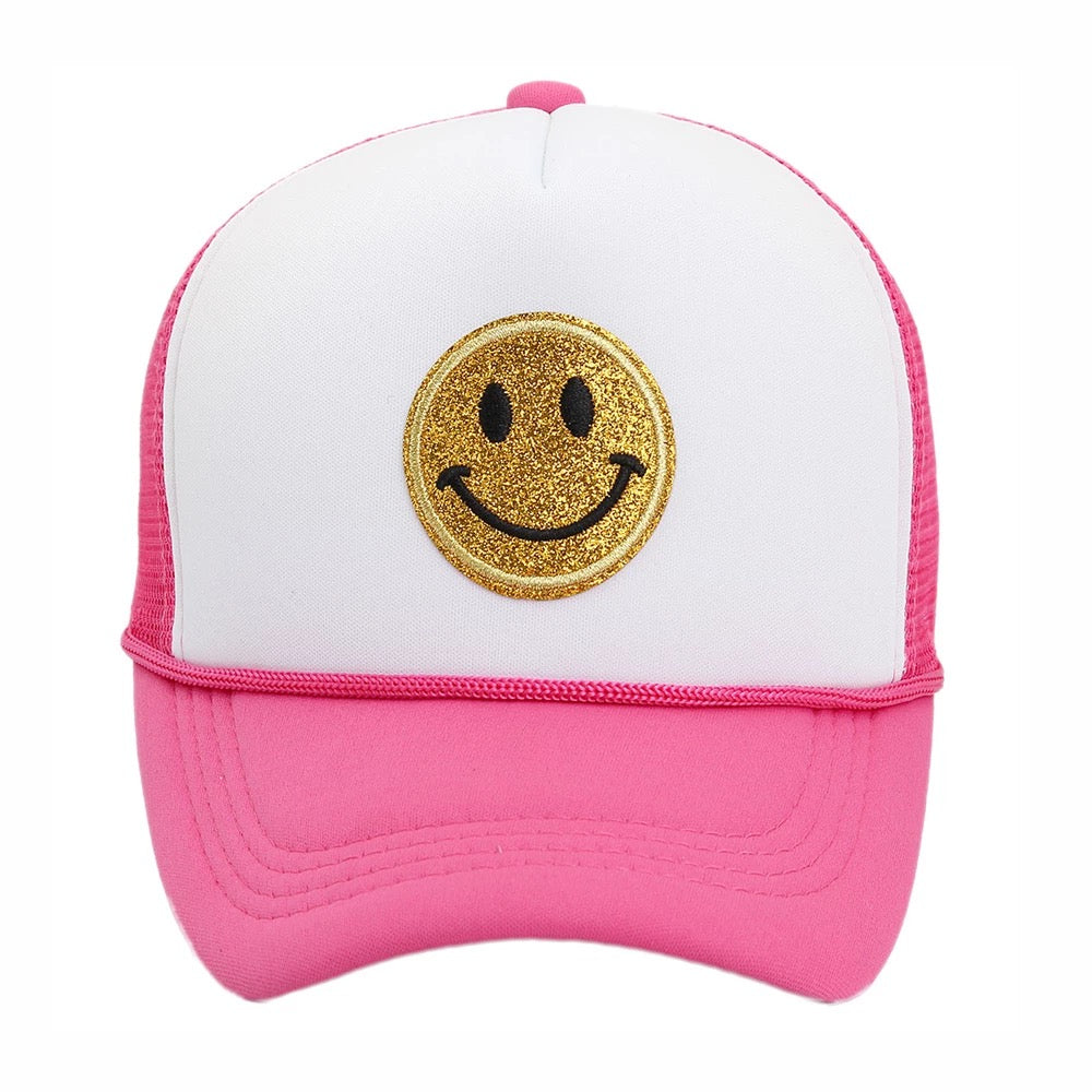 HOT PINK SMILEY TRUCKER HAT