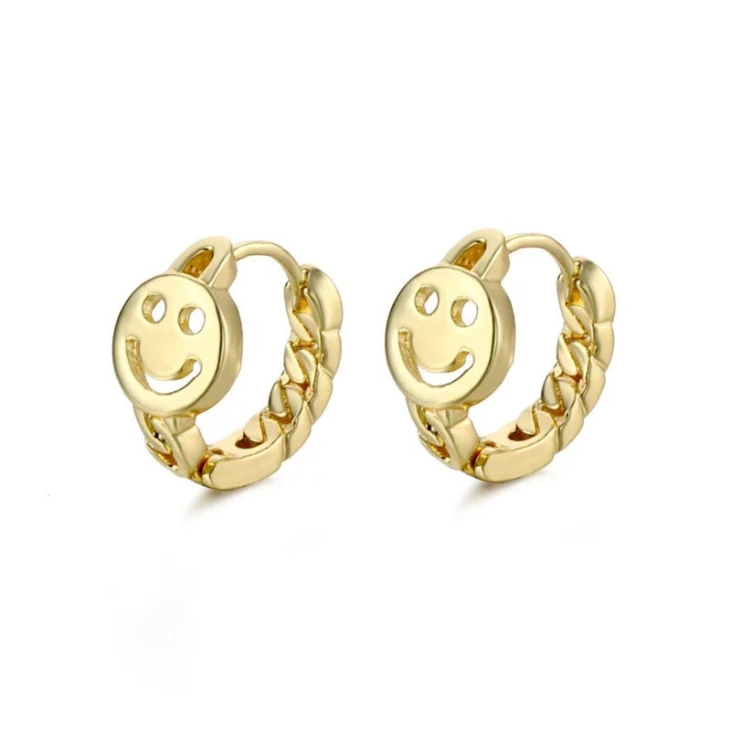 GOLD SMILEY HOOPS