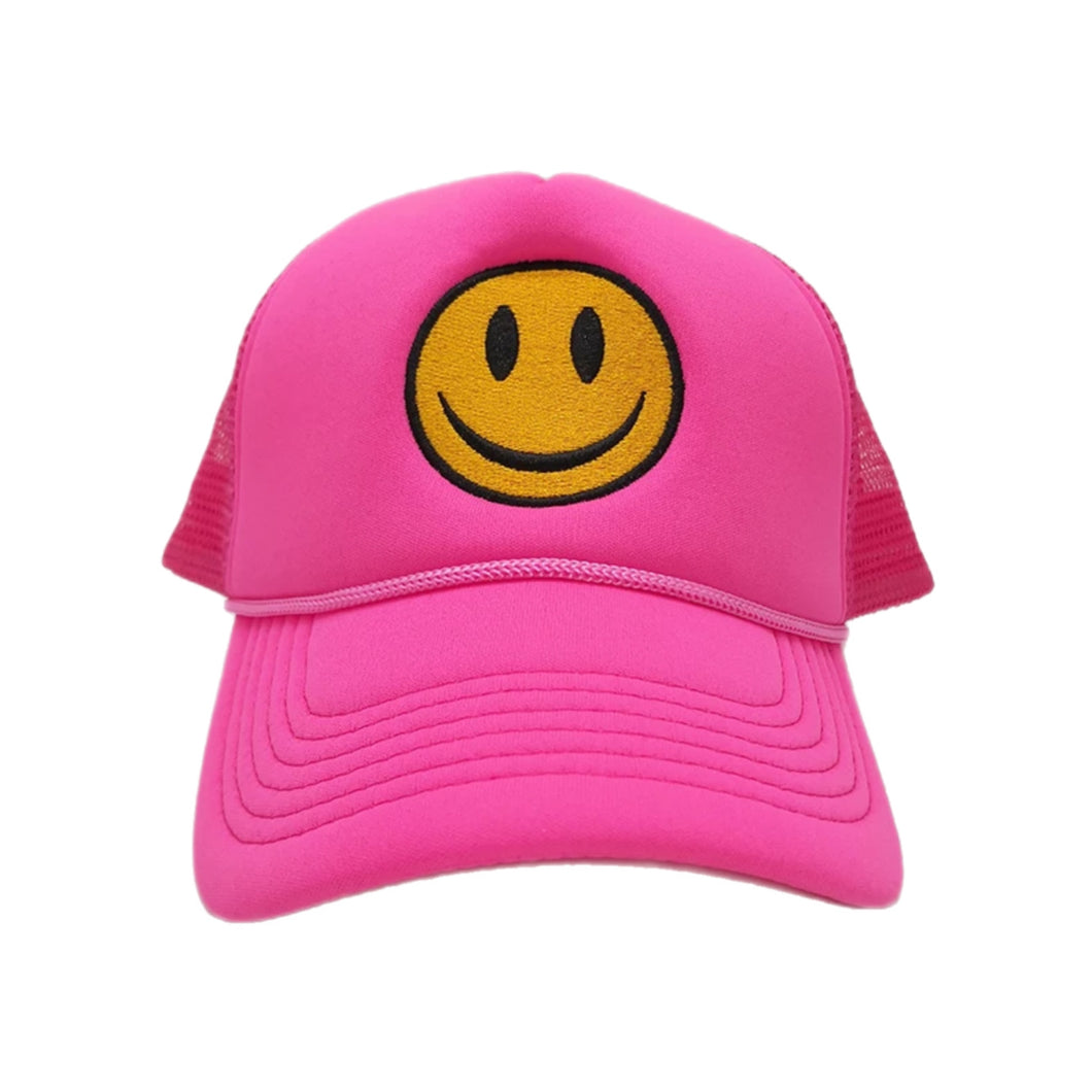 SOLID PINK SMILEY TRUCKER HAT